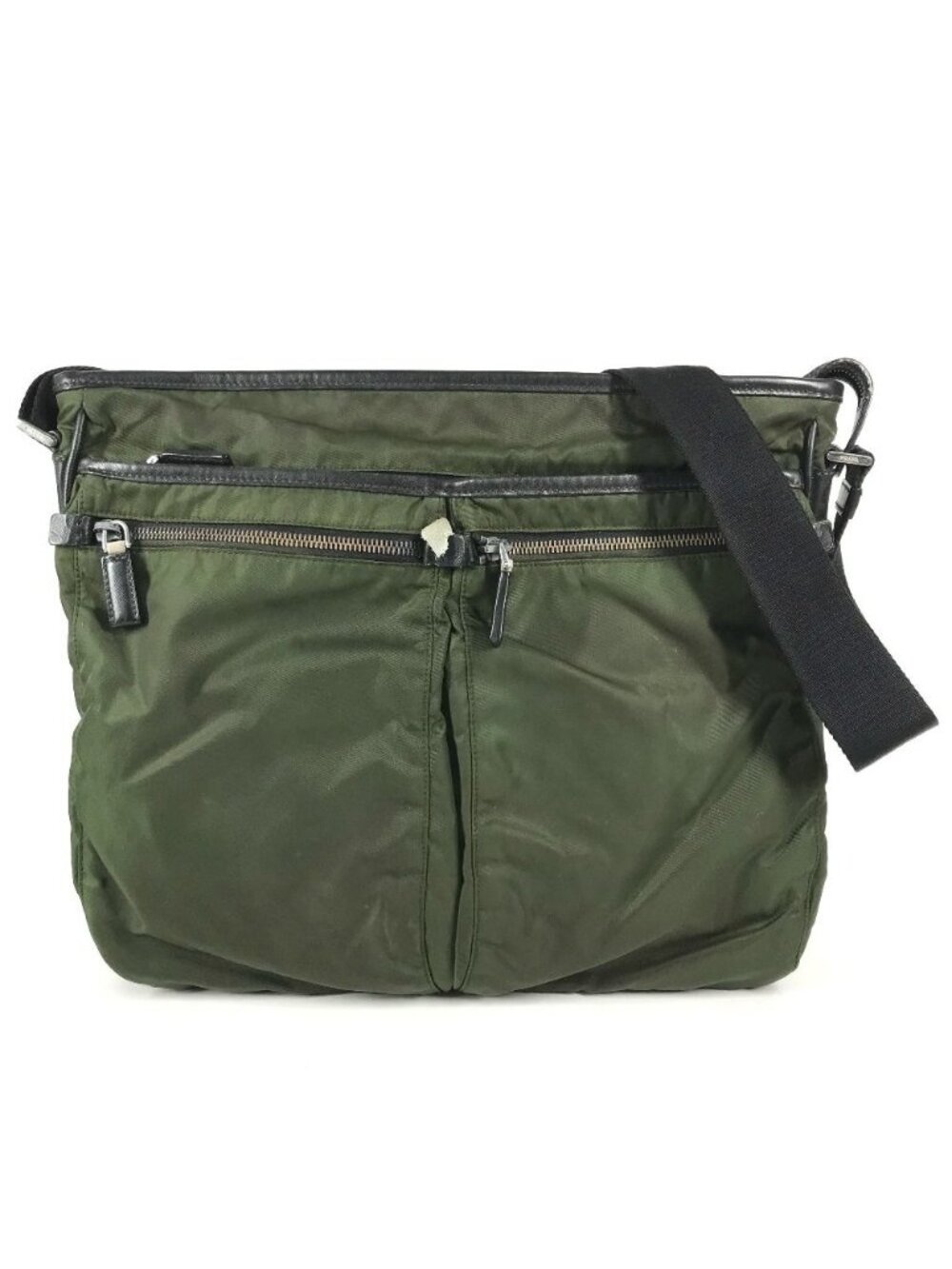 Prada Shoulder Bag Nylon Leather Khaki